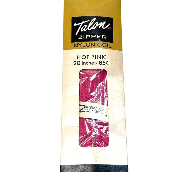 Vintage Talon Zipper Nylon Coil 20 inch Hot Pink Zephyr Deadstock - Picture 1 of 4